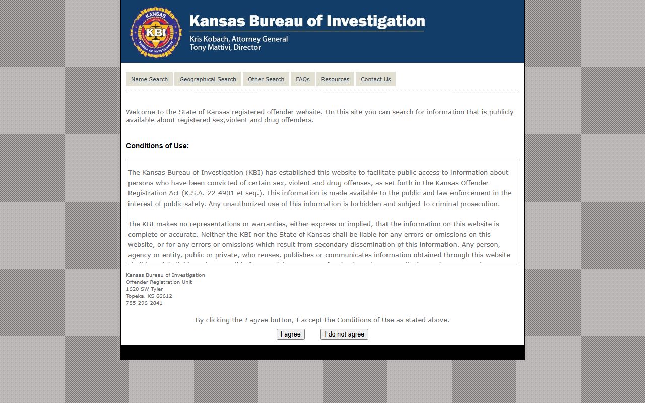 Ford County criminal court records KBI registered offender search