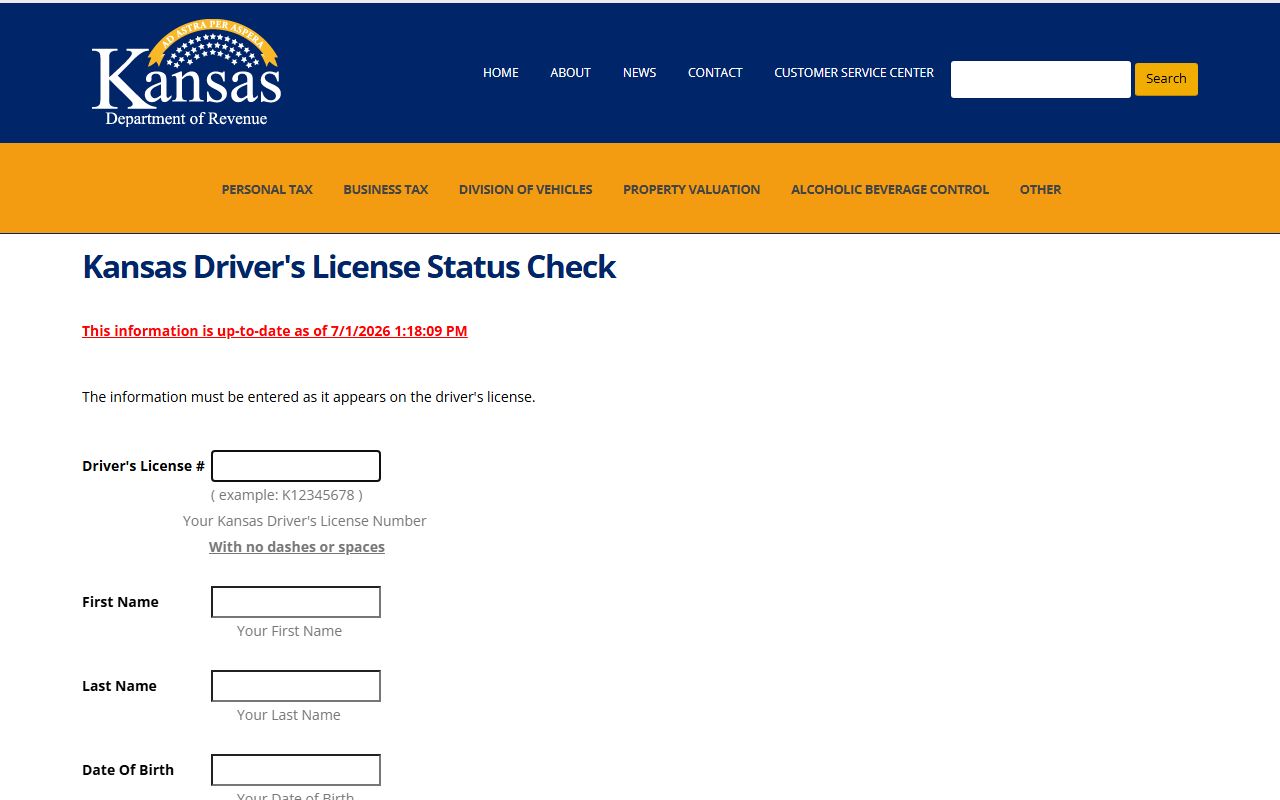Ford County traffic court records Kansas driver license status portal